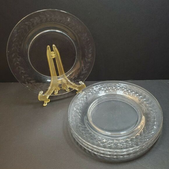 Leaf Rim 7 1/4" Dessert Salad Plates Glows Green with 365nm UV Light Lot of 4 - Picture 6 of 10